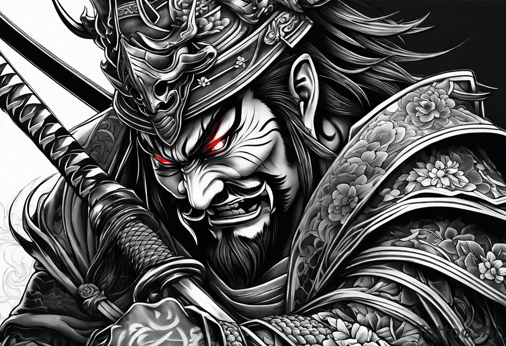 samurai beheading demon tattoo idea