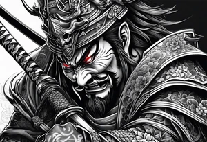 samurai beheading demon tattoo idea