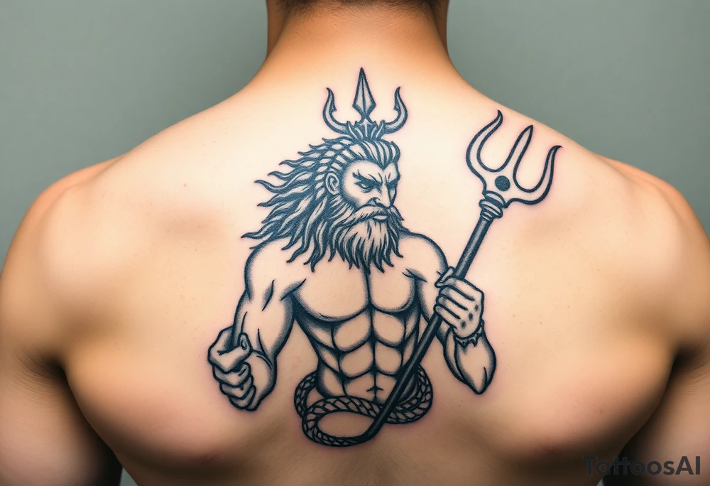 poseidon with trident tattoo idea