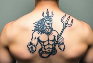 poseidon with trident tattoo idea