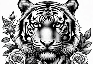 tiger with a rose tattoo idea