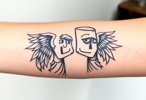good and bad angel,two person tattoo idea