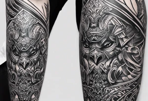 leg armor tattoo idea