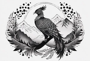 phoenix, resilience, mother, mountains tattoo idea