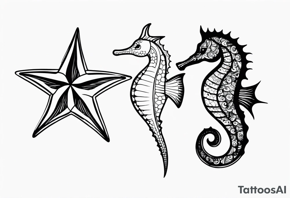Star fish and sea horse tattoo idea