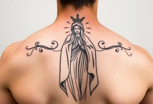 Realistic Virgin Mary statue tattoo idea