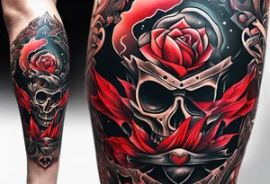 Dillon Forte Knee tattoo with tints of red tattoo idea