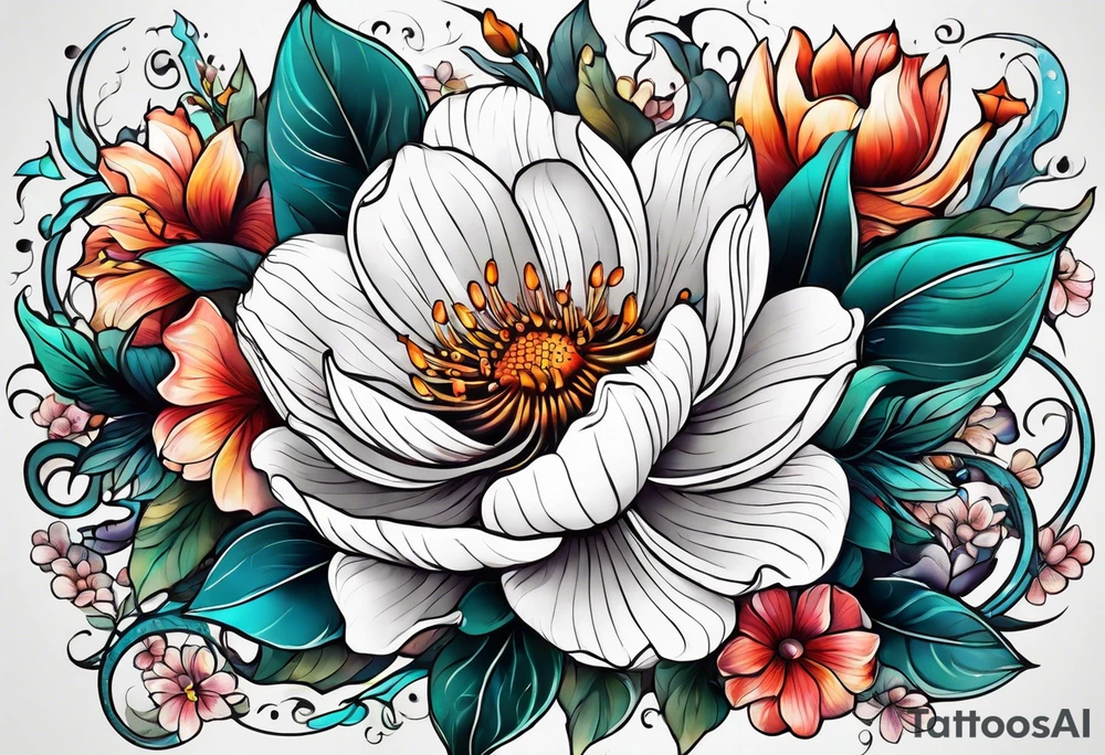 sea, flower tattoo idea