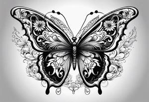 Guitar, butterfly, rainbow, Halo tattoo idea