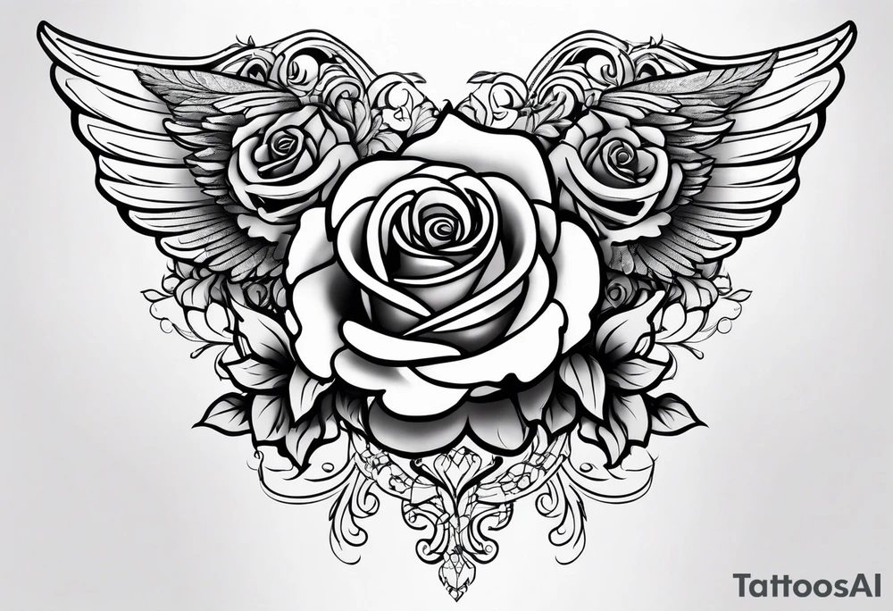 Angel wing roses, heaven tattoo idea