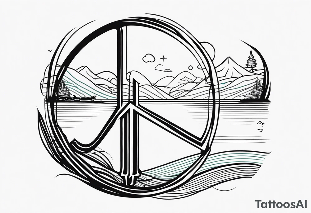 Peace sign with river 
Peace like a river. It is well tattoo idea