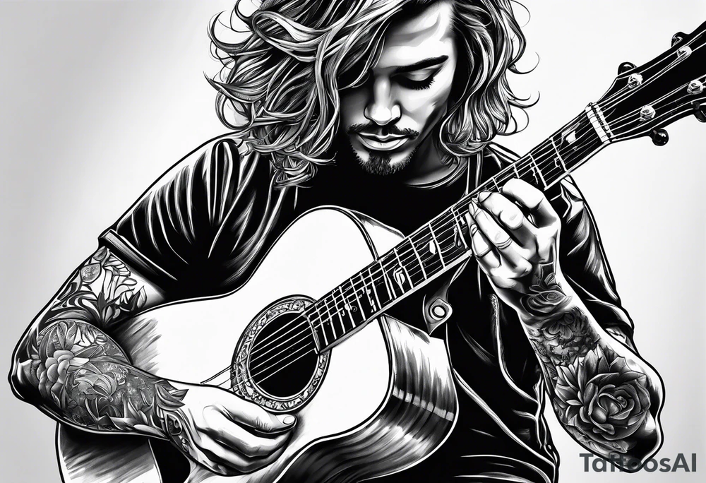smoking weed, reading a book, playing guitar tattoo idea