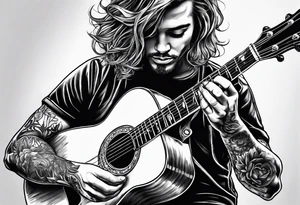 smoking weed, reading a book, playing guitar tattoo idea