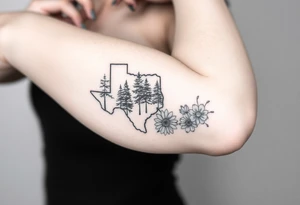 Texas 
Washington 
Connecticut 
All separate 
State trees and flowers tattoo idea