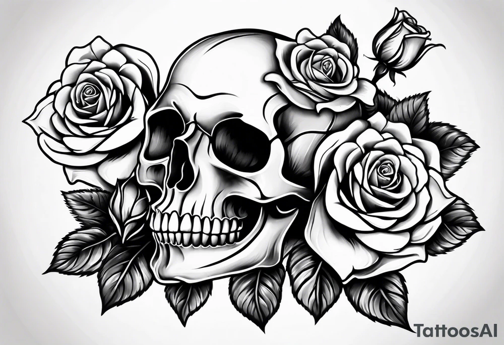 Skull rose tattoo idea