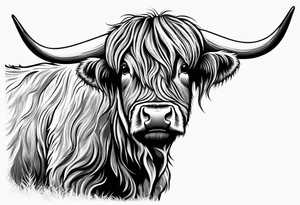 goofy highland cow standing on hind legs tattoo idea