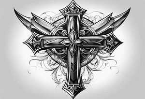 I want a cross with a pearcing sword through a broken heatt tattoo idea