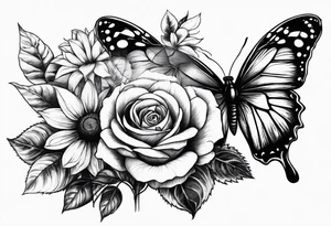 Flower : rose , sunflower, camera, butterfly tattoo idea