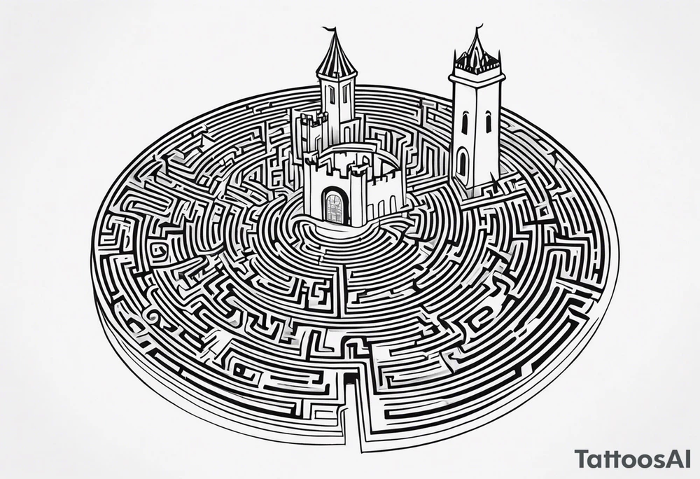 Labyrinth Maze with castle tattoo idea