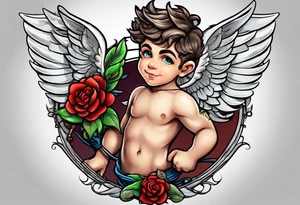 cupido  fly boy with wings and a bow, tattoo idea