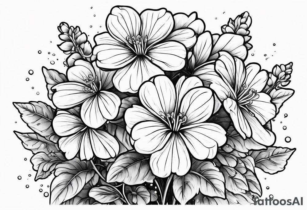 Scarlet geraniums rain tattoo idea