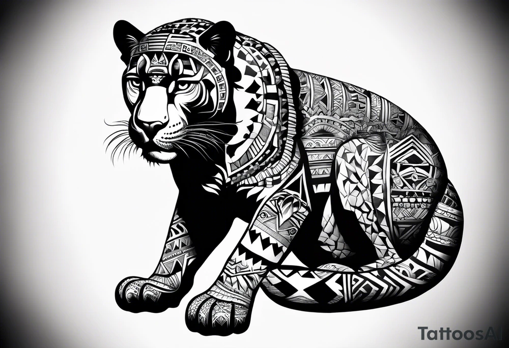 aztec black jaguar sitting tattoo idea
