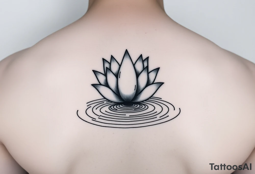 serene lotus flower emerging from sacred waters with ripples tattoo idea