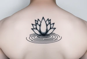 serene lotus flower emerging from sacred waters with ripples tattoo idea