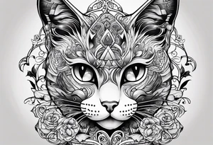 Cat and hearts tattoo idea