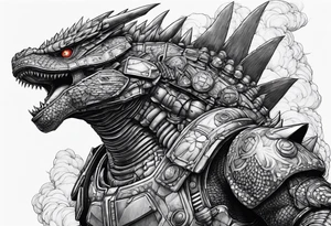 mechagodzilla, full body, roaring tattoo idea
