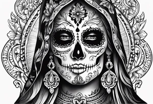 mexican style santa muerte tattoo for shoulder tattoo idea