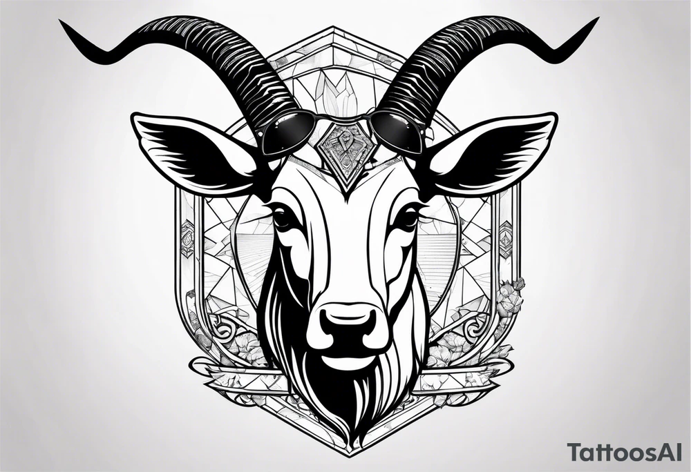 capricorn with sunglasses and shotgun tattoo idea