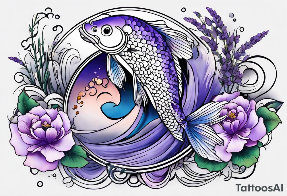 Lavender koi tattoo idea