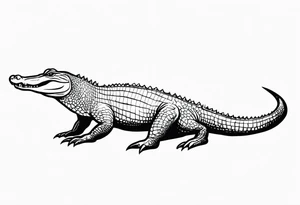 Full body alligator with tail leg top view tattoo idea