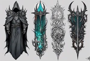 witch king lord of the real rings, leg piece which would take up the back side of my calf, from the back of knee to ankle tattoo idea