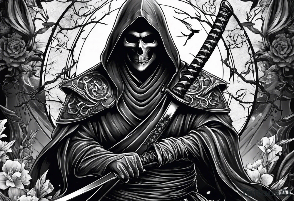 Katana and grim reaper tattoo idea