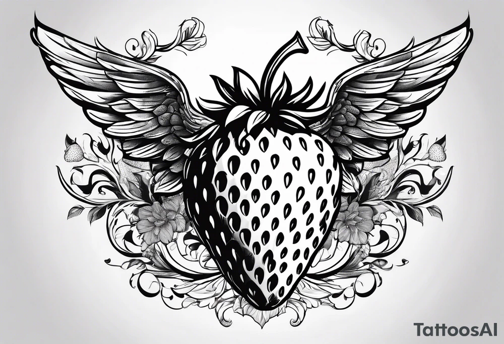 A Strawberry with wings tattoo idea