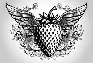 A Strawberry with wings tattoo idea