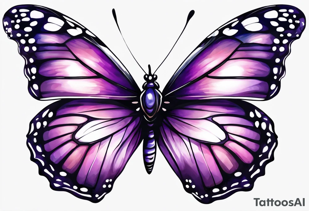 Purple butterfly flying on wind tattoo idea