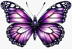Purple butterfly flying on wind tattoo idea