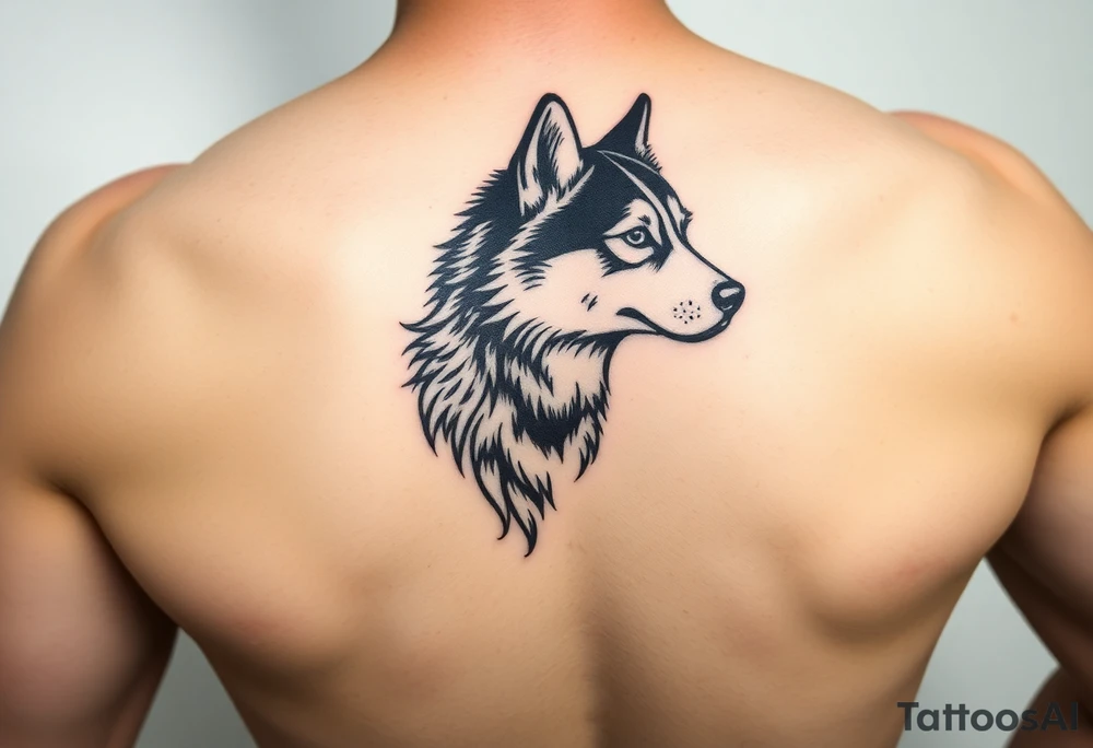 Majestic Siberian husky tattoo idea