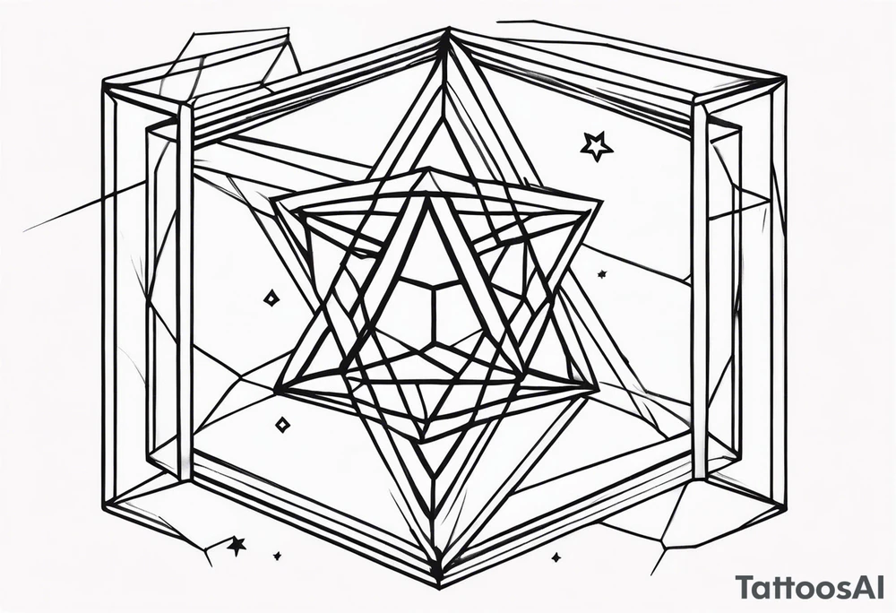 Tesseract and stars tattoo idea