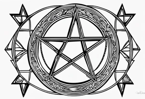 Pentagram crescent moon tattoo idea