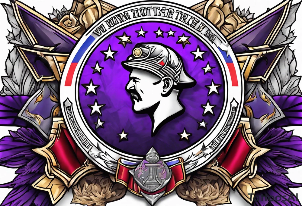 Build tattoo with silver star, purple heart and world war  1 medals, including patriotism tattoo idea