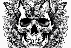 Skull wearing buttefly tattoo idea