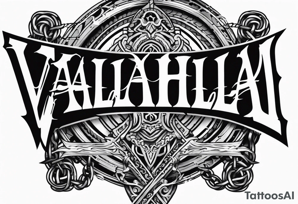 Valhalla sword shield barb wire chain tattoo idea
