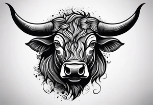 Evil, scary bull with horns tattoo idea