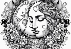 the sun and the moon as two lovers tattoo idea