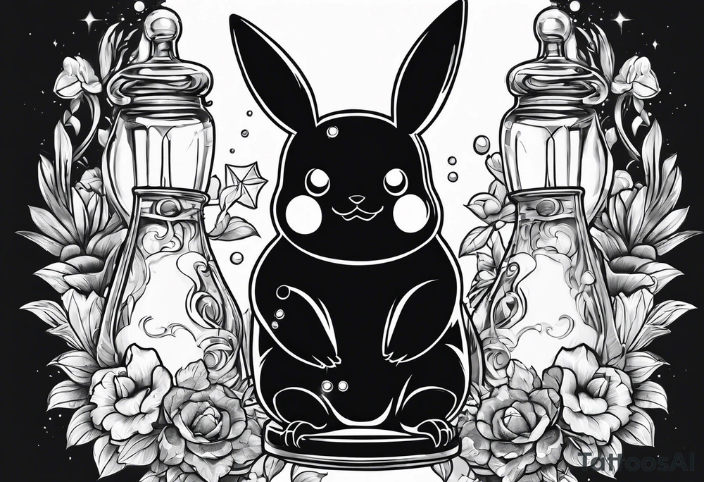 Pikachu in a potion bottle tattoo idea
