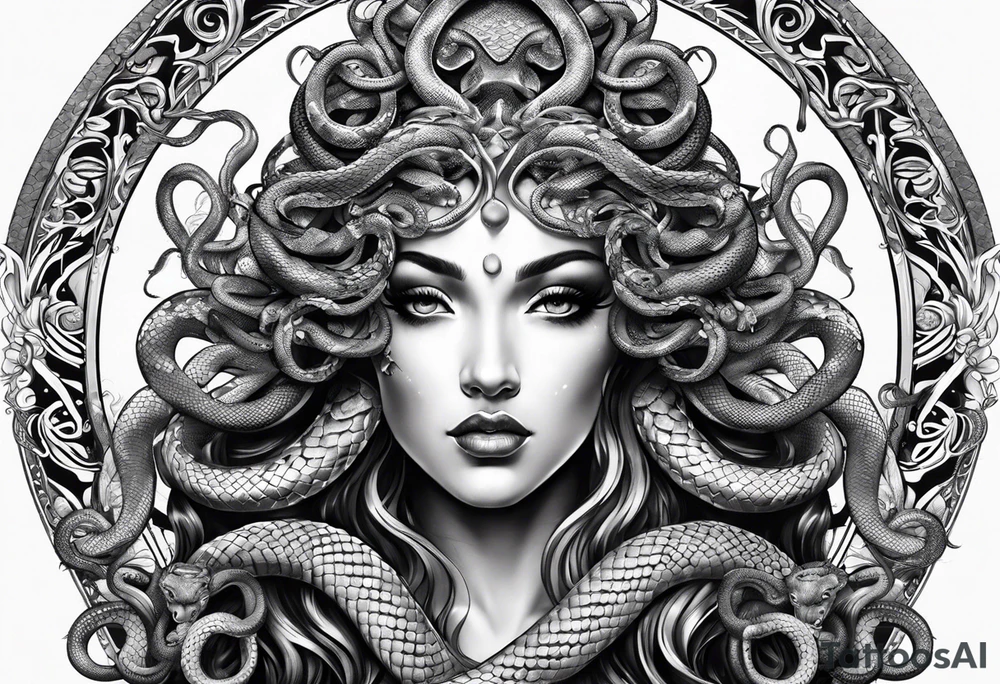 Medusa with snakes for hair tattoo idea